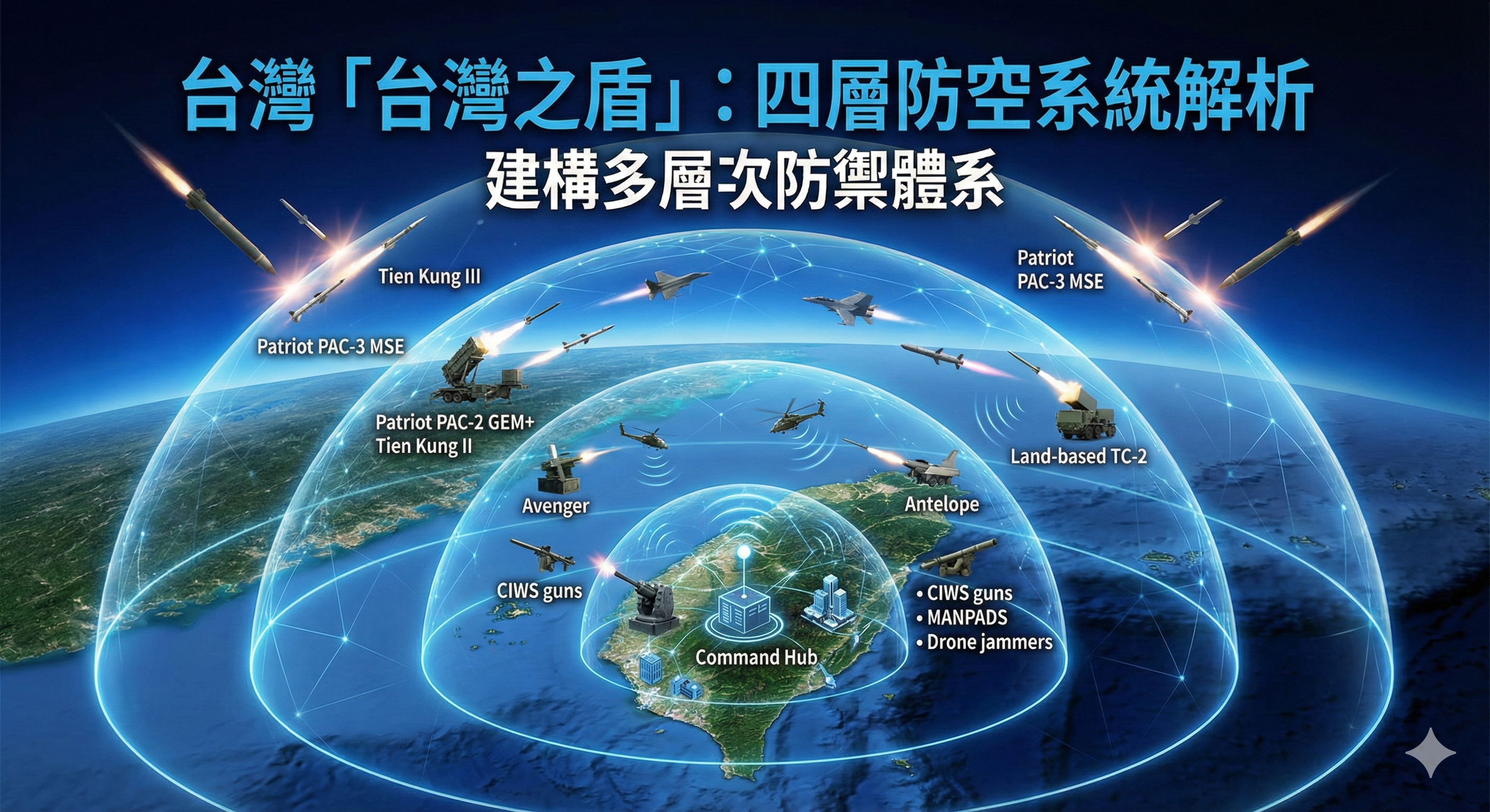 台灣「台灣之盾」：四層防空系統解析