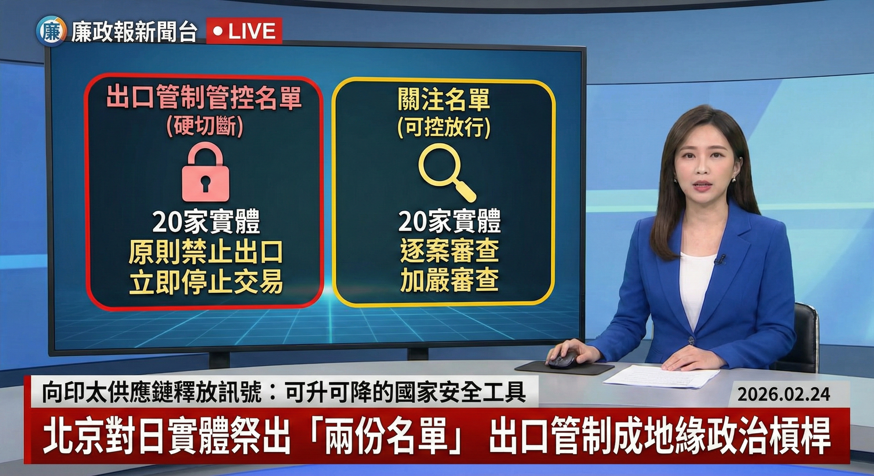 出口管制變成地緣政治槓桿：北京對日40家實體「兩份名單」的真正訊號