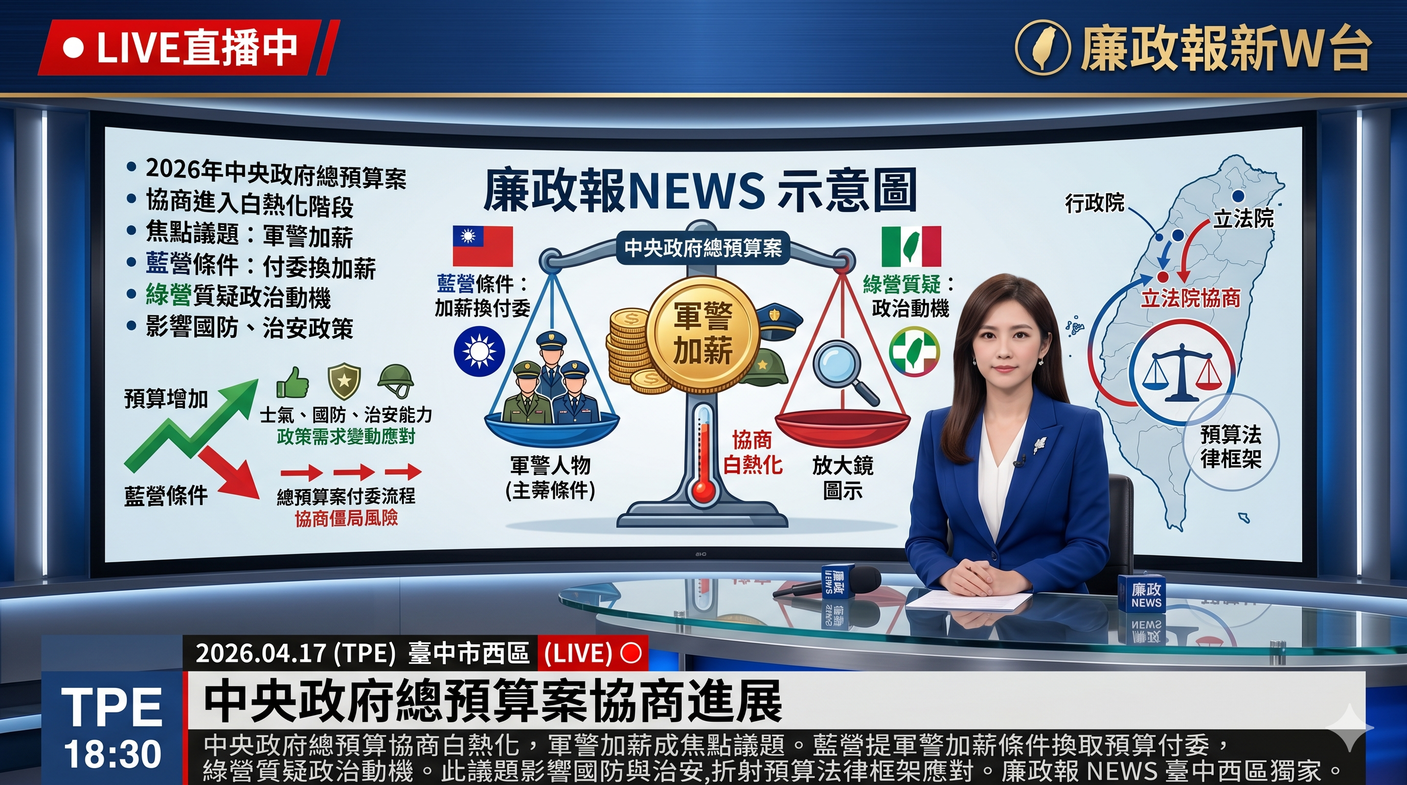 中央政府總預算案協商進展