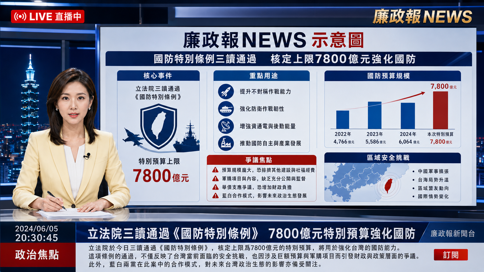 國防特別條例三讀通過：7800億軍購案背後的爭議與影響