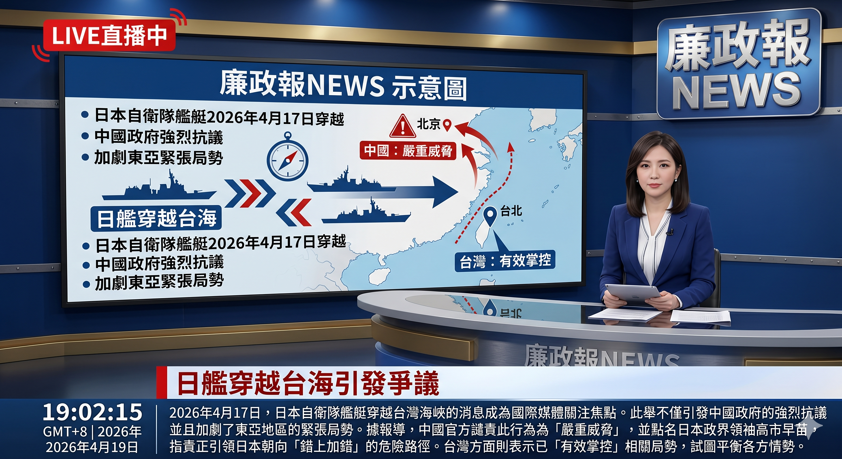 日艦穿越台海引發爭議