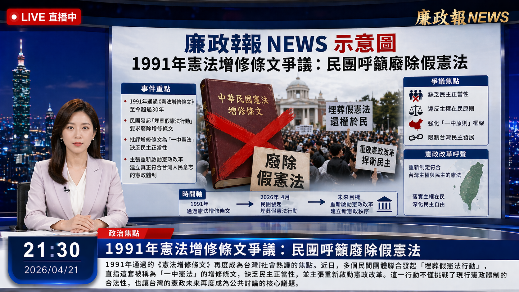 1991年憲法增修條文爭議：民團呼籲廢除假憲法