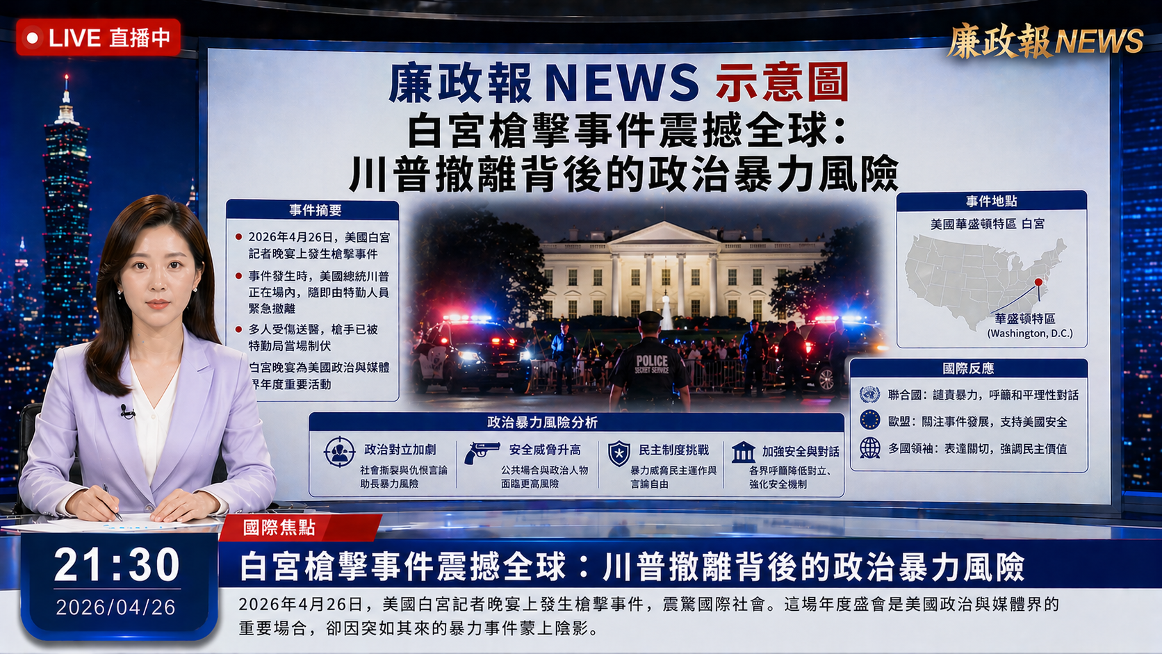 白宮槍擊事件震撼全球：川普撤離背後的政治暴力風險