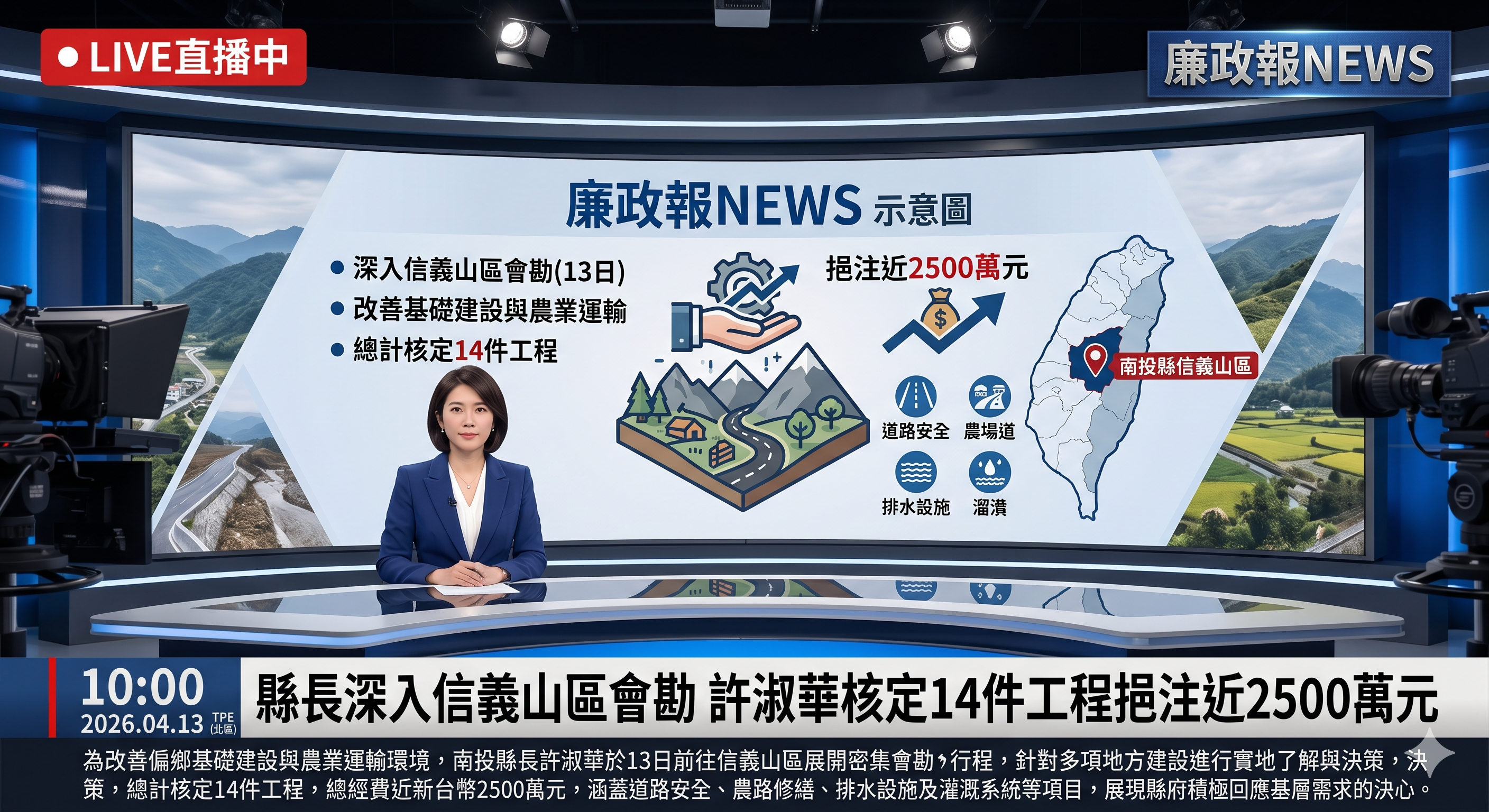 縣長深入信義山區會勘　許淑華核定14件工程挹注近2500萬元