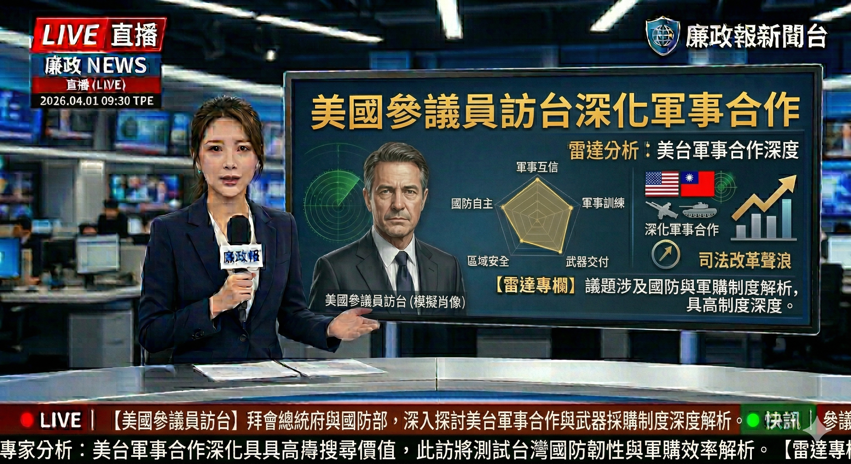 美國參議員訪台深化軍事合作