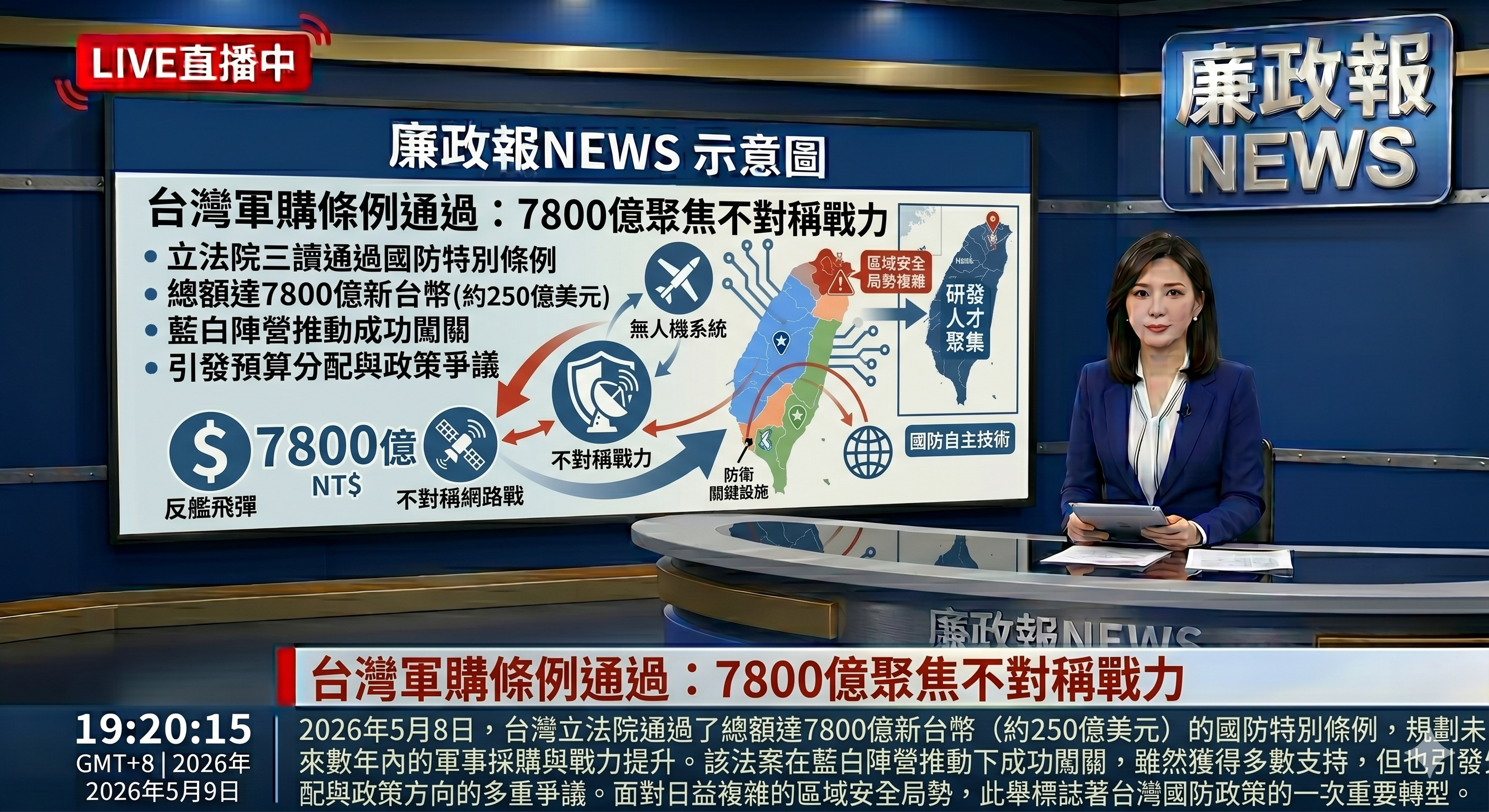 台灣軍購條例通過：7800億聚焦不對稱戰力