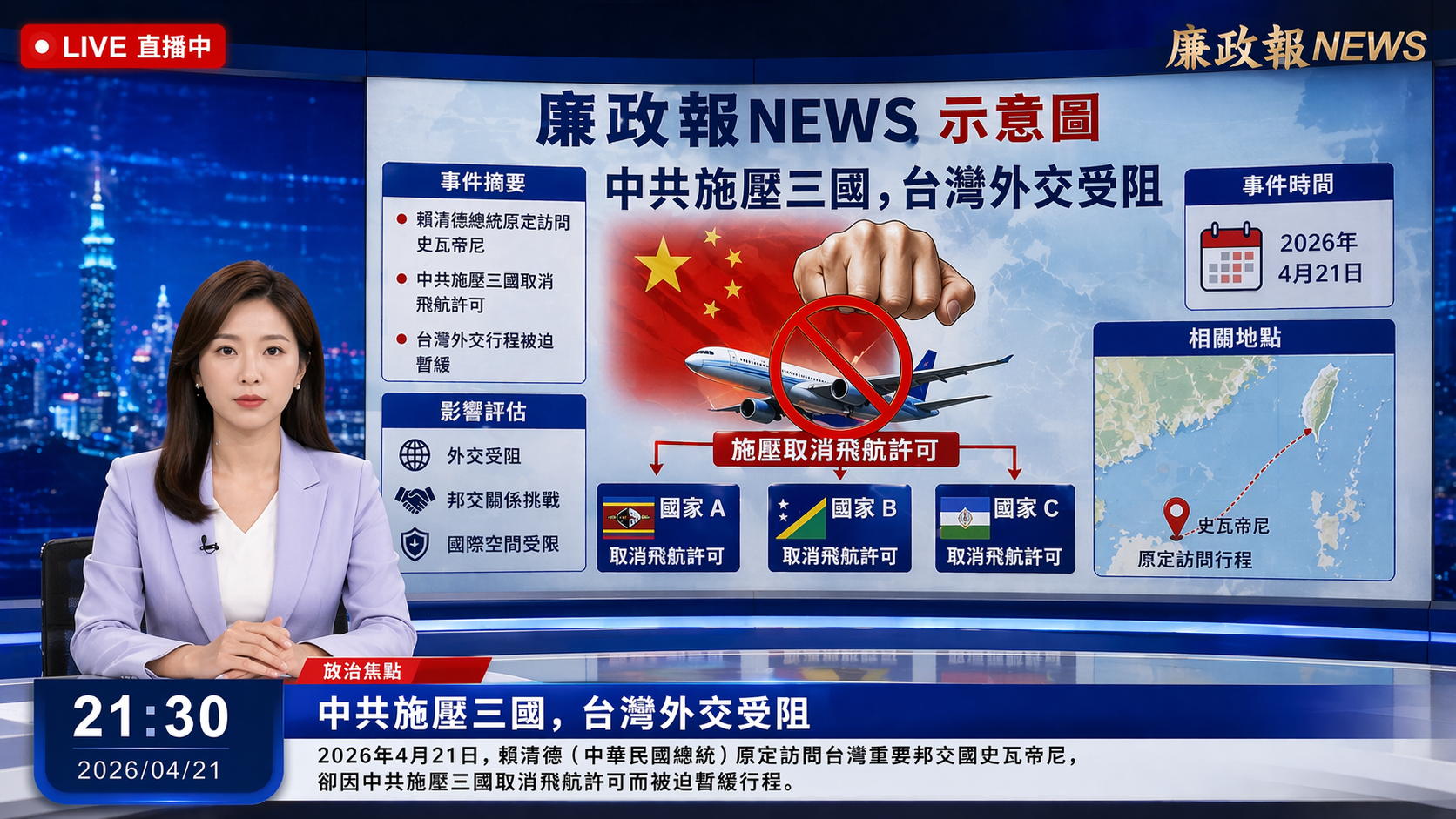 中共施壓三國，台灣外交受阻