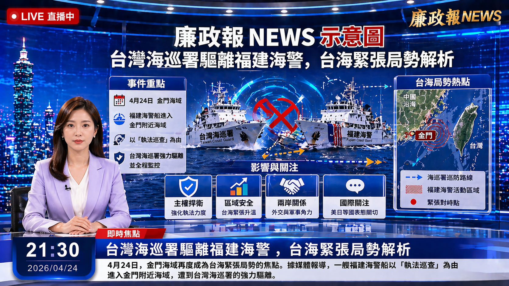 台灣海巡署驅離福建海警，台海緊張局勢解析